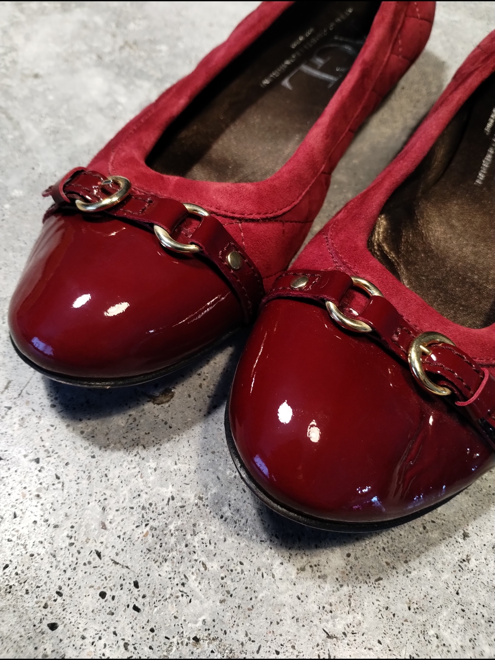 AGL Monika Cap Toe Flats Quilted Suede Patent Ruby 40 Italy - Picture 6 of 13